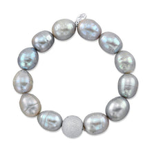 Grey Pearl Bracelet with Sterling Silver Laser Cut Ball