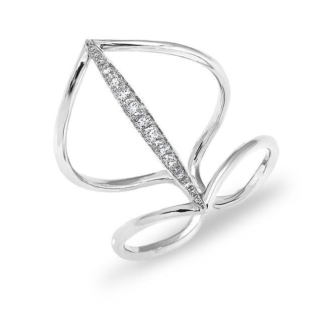 14KT White Gold Petal Diamond H Ring