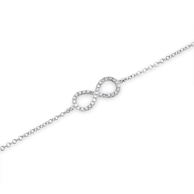14KT White Gold Diamond Small Infinity Bracelet