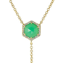 14KT Yellow Gold Chrysoprase Diamond Flirt Lariat Necklace