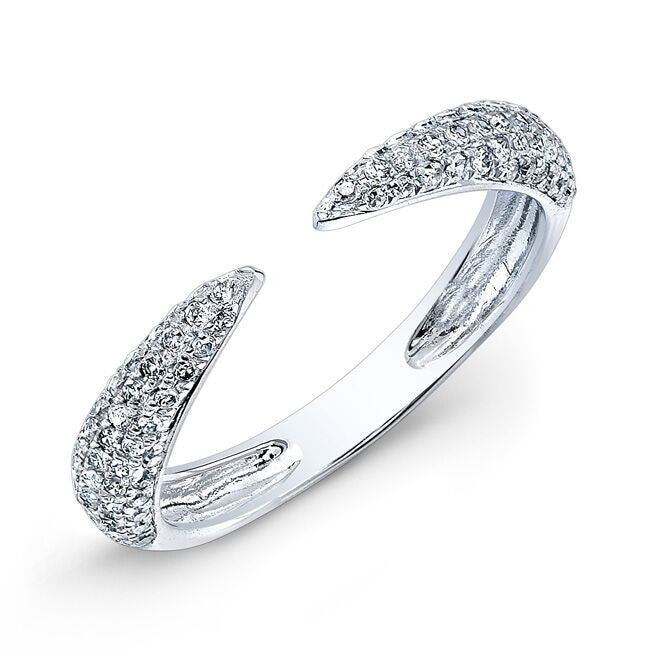 14KT White Gold Diamond Horn Pinkie Ring