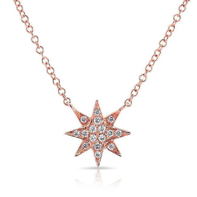 14KT Rose Gold Diamond Starburst Necklace
