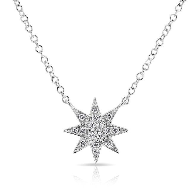 14KT White Gold Diamond Starburst Necklace