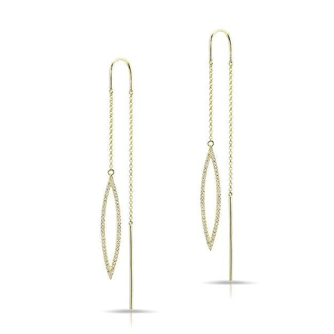 14KT Yellow Gold Diamond Open Monaco Threader Earrings