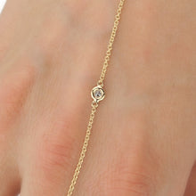14KT Yellow Gold Diamond Solitaire Hand Chain