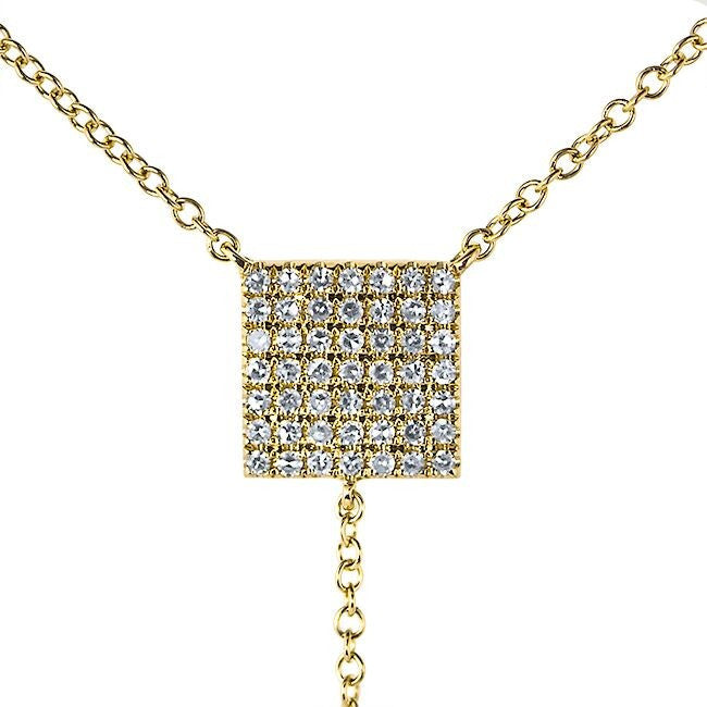 14KT Yellow Gold Diamond Square Lariat Necklace