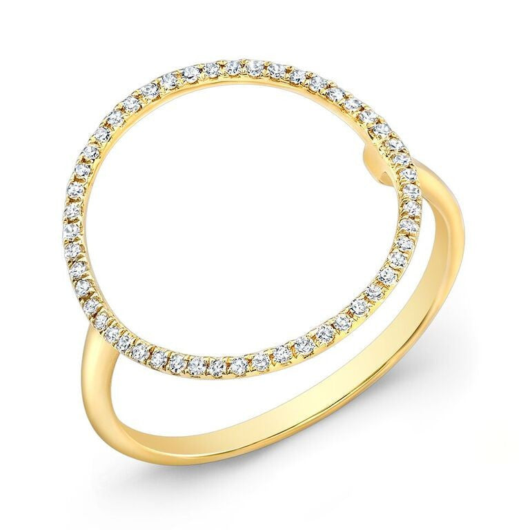 14KT Yellow Gold Diamond Open Circle Diamond Ring