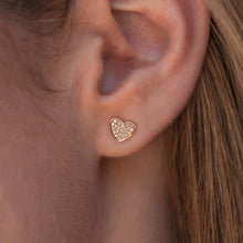 14KT Yellow Gold Diamond Heart Stud Earrings