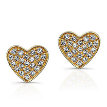 14KT Yellow Gold Diamond Heart Stud Earrings