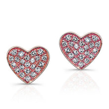 14KT Rose Gold Diamond Heart Stud Earrings
