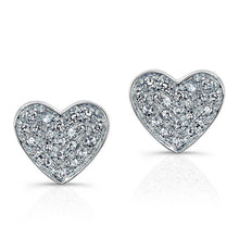 14KT White Gold Diamond Heart Stud Earrings