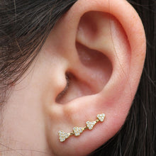 14KT Yellow Gold Diamond Hearts Ear Cuff