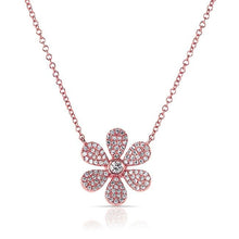 14KT Rose Gold Diamond Daisy Flower Necklace