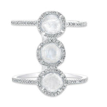 14KT White Gold Triple Diamond Slice H Ring