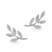 14KT White Gold Diamond Leaf Stud Earrings