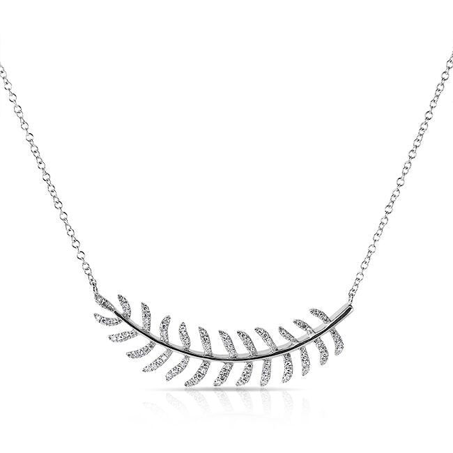 14KT White Gold Diamond Crescent Palm Necklace