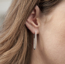14KT White Gold Diamond Pear Hoop Earrings