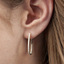 14KT Yellow Gold Diamond Pear Medium Hoop Earrings