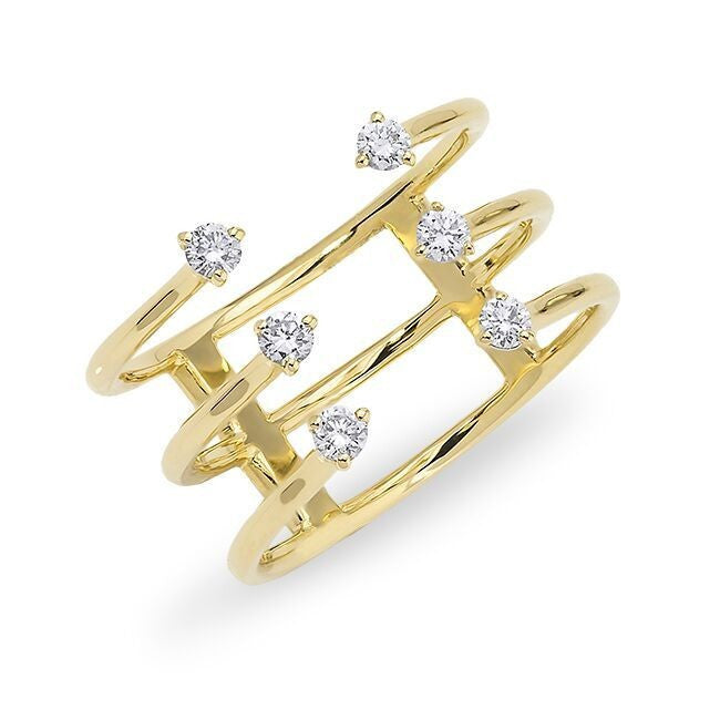 14KT Yellow Gold Diamond Open Cage Ring
