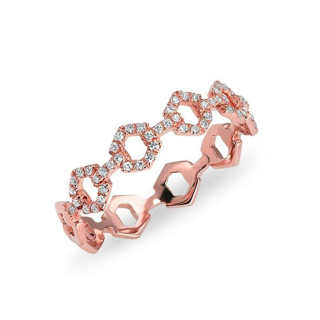 14KT Rose Gold Diamond Lock Ring