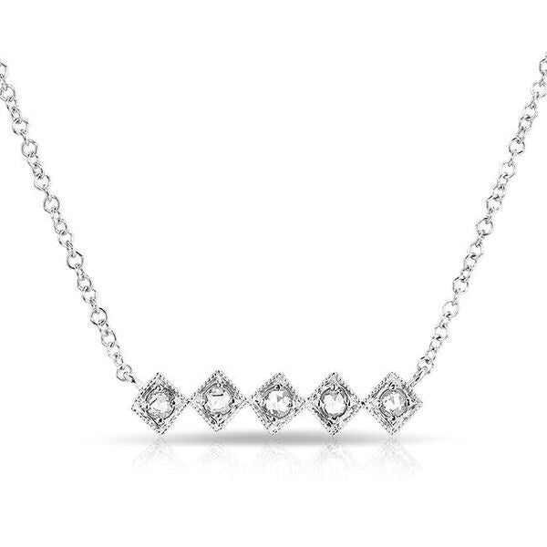 14KT White Gold Rose Cut Diamond Bar Necklace