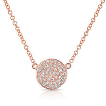 14KT Rose Gold Diamond Small Disc Necklace