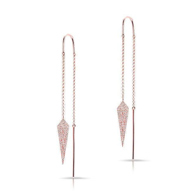14KT Rose Gold Diamond Spear Threader Earrings