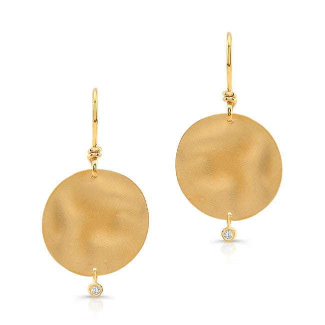 14KT Yellow Gold Round Ripple Diamond Earring