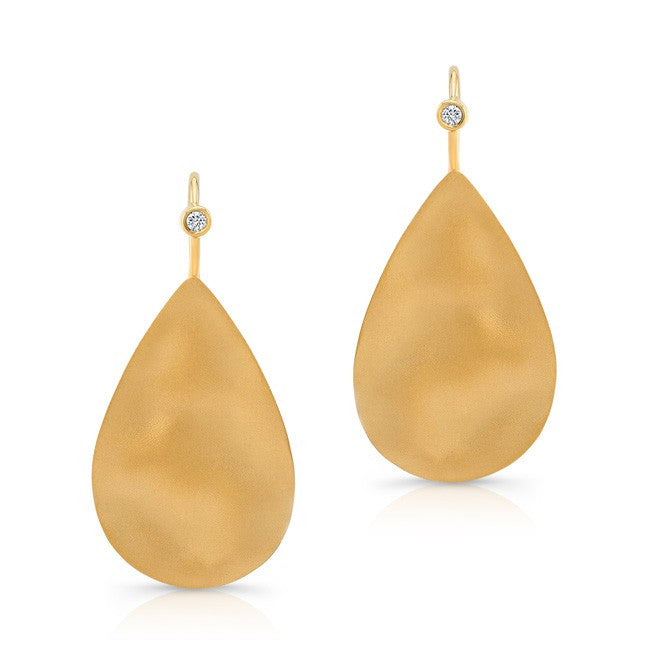 14KT Yellow Gold Diamond Ripple Drop Earrings