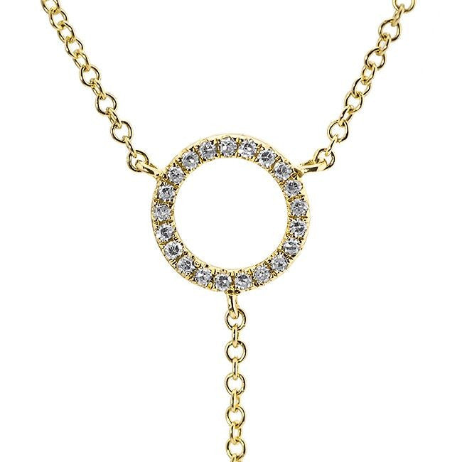 14KT Yellow Gold Diamond Open Circle Flirt Lariat Spike Necklace