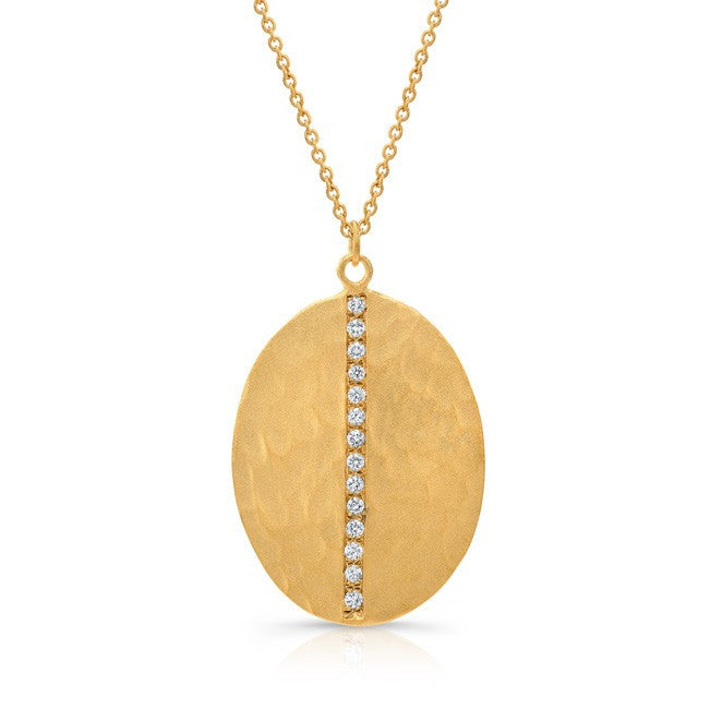 14KT Yellow Gold Diamond Oval Necklace