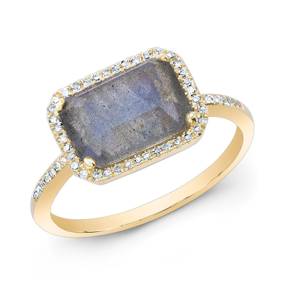 14KT Yellow Gold Labradorite Diamond Chic Ring