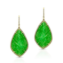 14KT Yellow Gold Jade Diamond Earrings