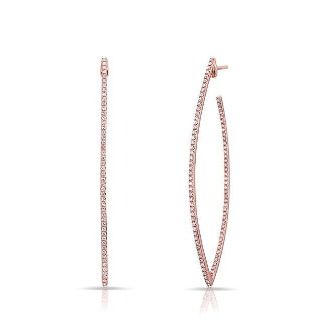14KT Rose Gold Diamond Large Moderna Wishbone Earrings