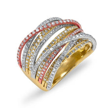 14KT Multi Gold Diamond Wire Ring