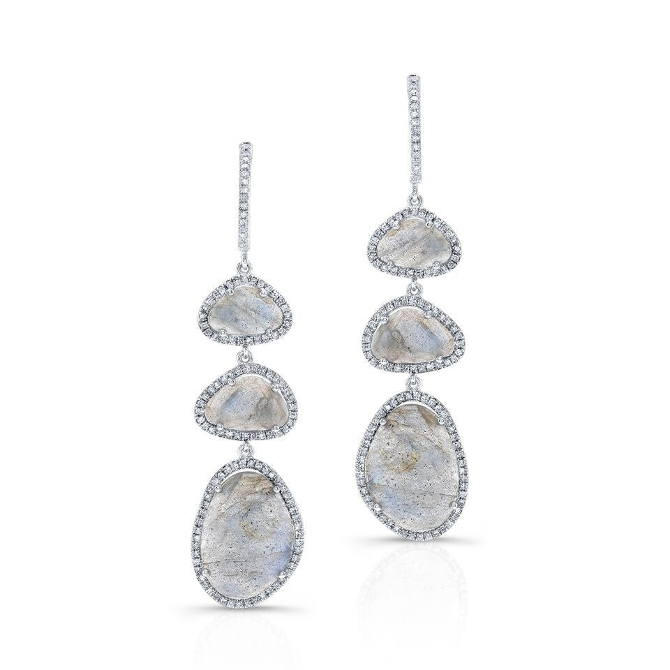 14KT White Gold Labradorite Diamond Trickle Earrings