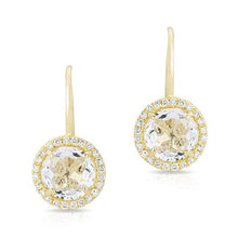 14KT Yellow Gold Round White Topaz Diamond Earrings