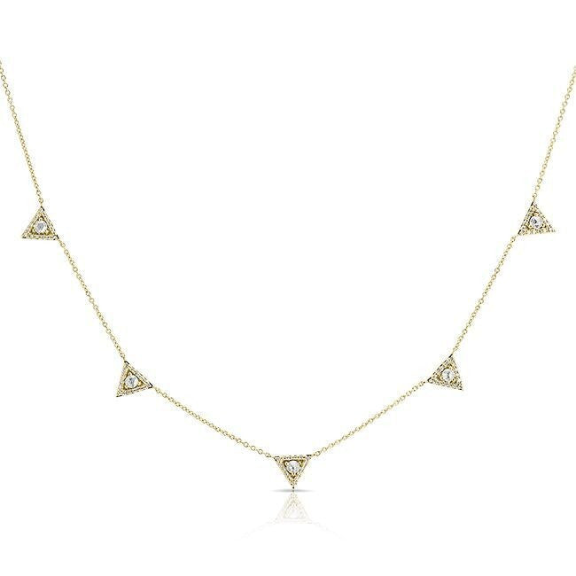 14KT Yellow Gold Diamond Trinity Triangle Necklace