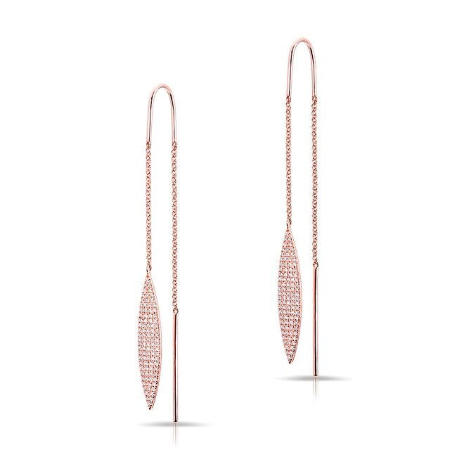 14KT Rose Gold Diamond Monaco Threader Earrings