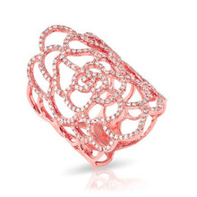 14KT Rose Gold Diamond Camellia Flower Ring