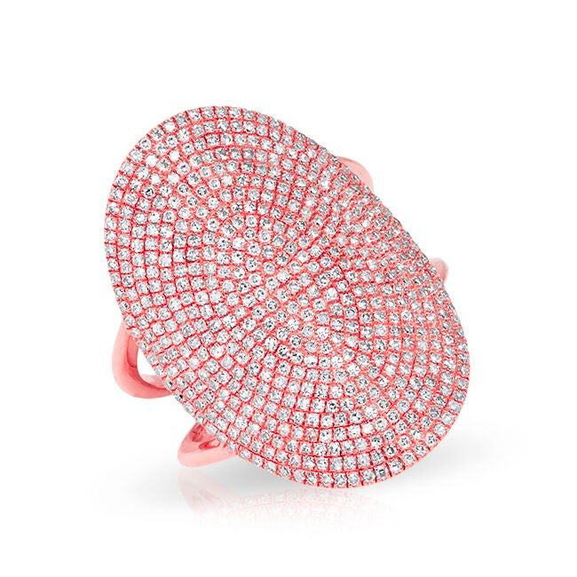 14KT Rose Gold Diamond Oval Armor Ring