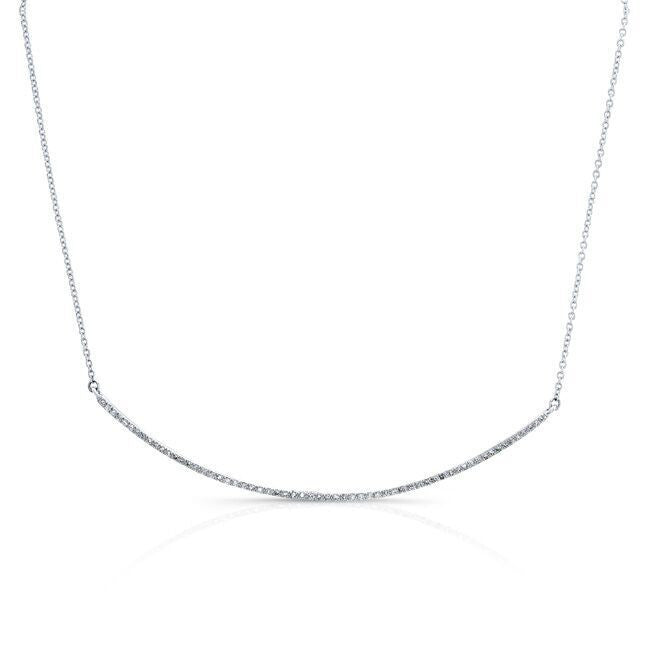 14KT White Gold Diamond Thin Crescent Necklace