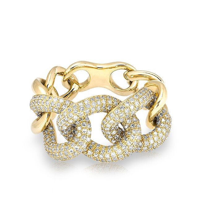 14KT Yellow Gold Luxe Diamond Chain Link Ring