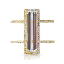 14KT Yellow Gold Aquamarine Diamond Beam Ring