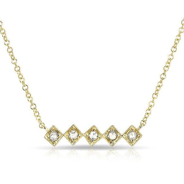 14KT Yellow Gold Rose Cut Diamond Bar Necklace