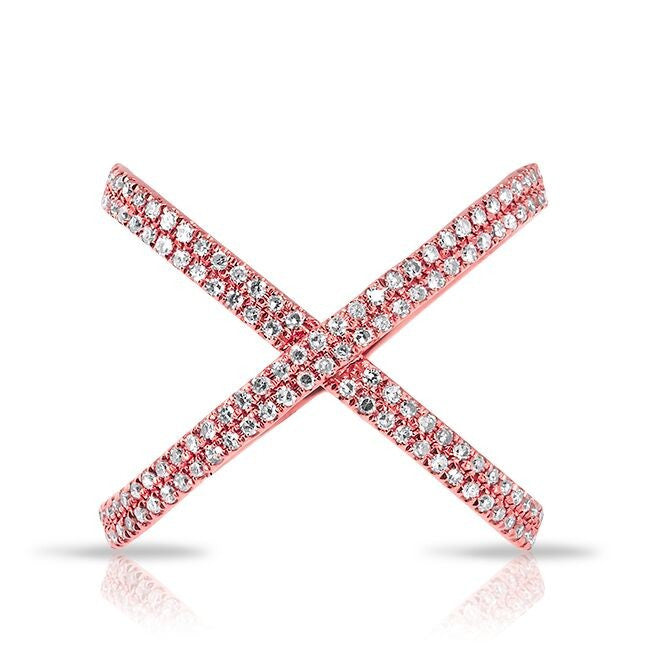 14KT Rose Gold Diamond X Bandeau Ring