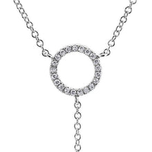 14KT White Gold Diamond Open Circle Flirt Lariat Spike Necklace