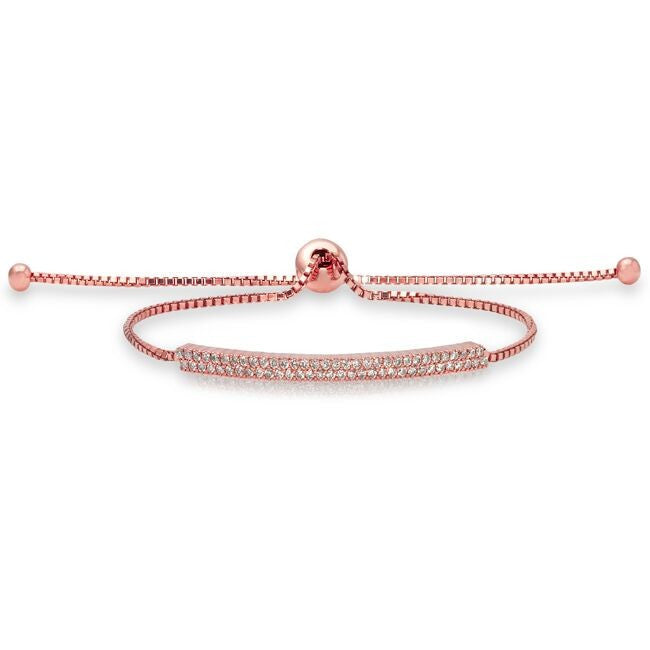 14KT Rose Gold Diamond Bar Tie Back Bracelet