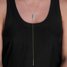 14KT Yellow Gold Opal Diamond Brick Lariat Necklace