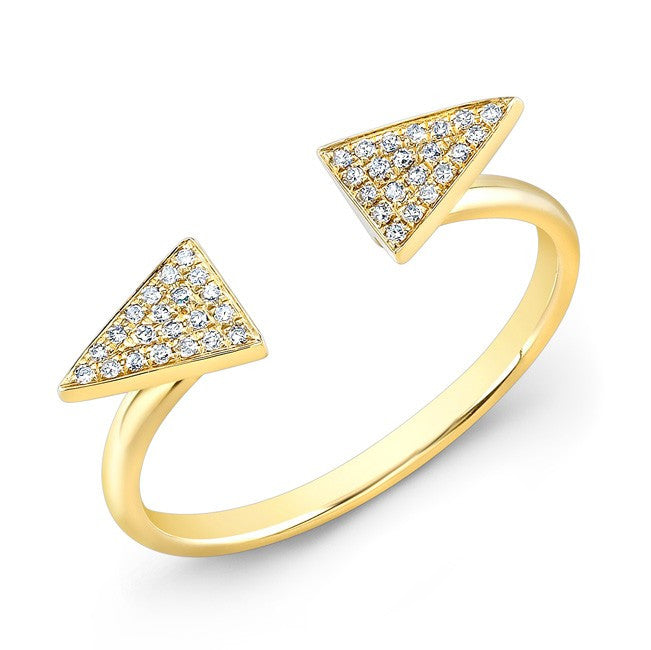 14KT Yellow Gold Diamond Double Triangle Ring